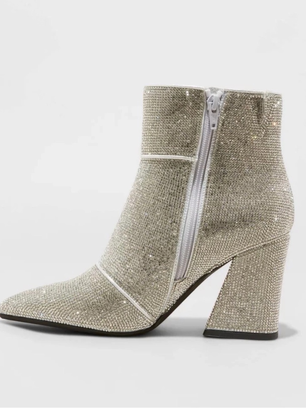 A New Day Sparkle Booties Sz 8 - 
Sparkling Silver Block Heel Ankle Boots